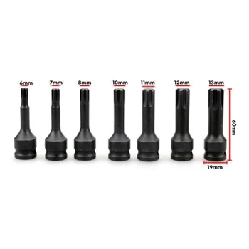 

Black Sockets Equipment Supplies Accessories 7pcs 3/8" Bit Set RT Type