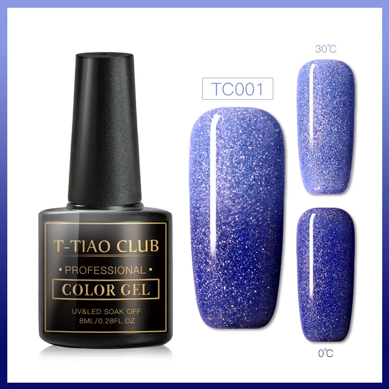 DS07716 T-TIAO клубный Радужный термальный меняющий Цвет гель для ногтей голографический Лак Блеск температура замочить от УФ ногти гель лак - Цвет: DS07716
