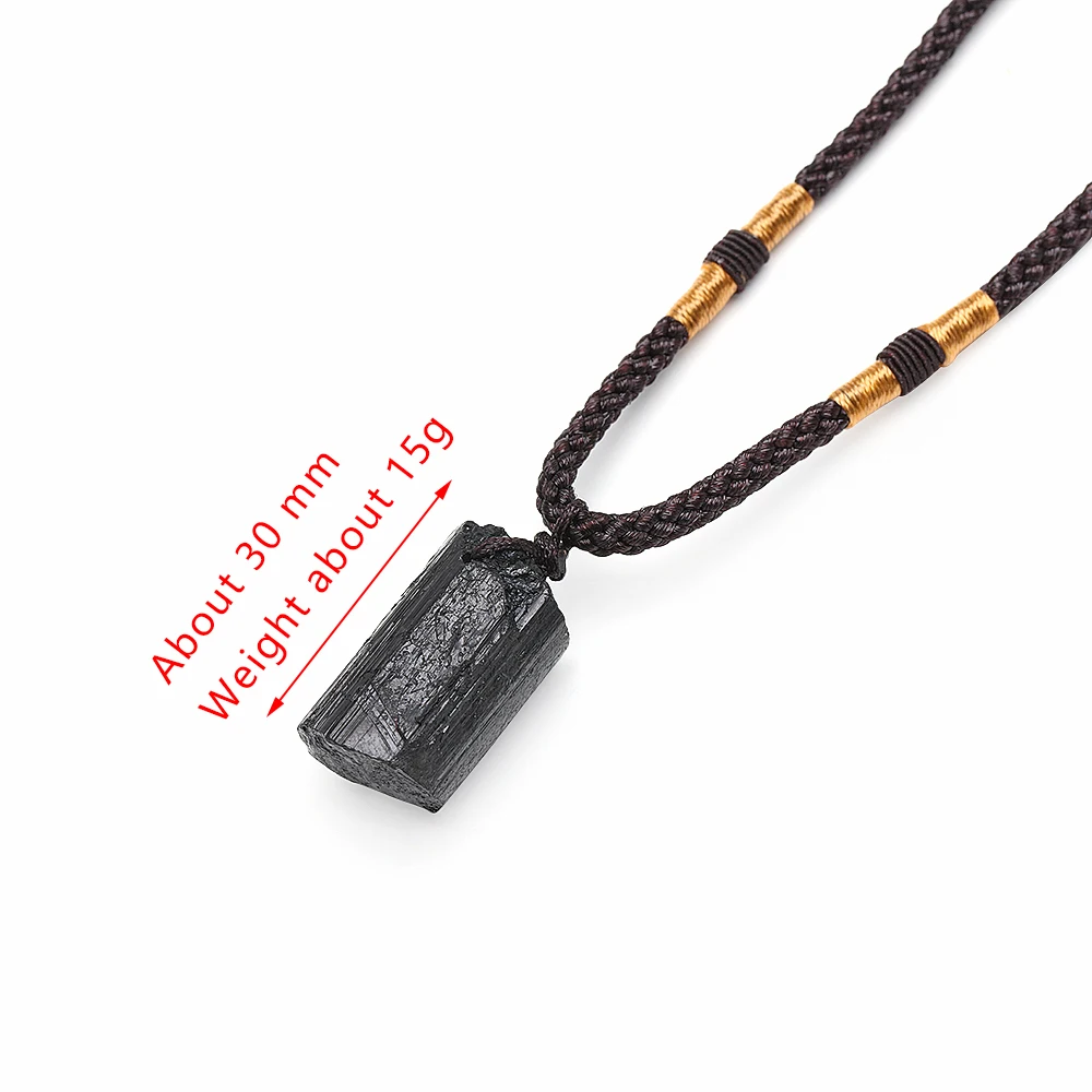 Fashion Crystal Gem Healing Stone Black Tourmaline Stone Pendant Necklace Crystal Gem Specimen