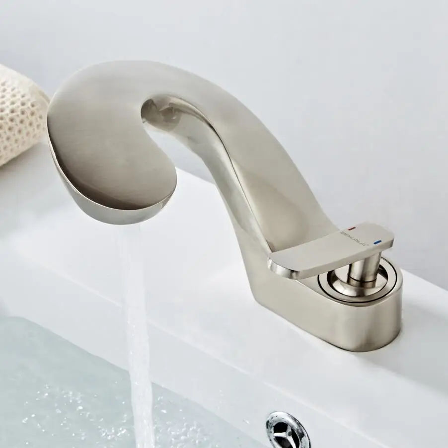 BECOLA инновационный дизайн ванной смеситель на бортике кран для холодной и горячей воды модный латунный кран F8151
