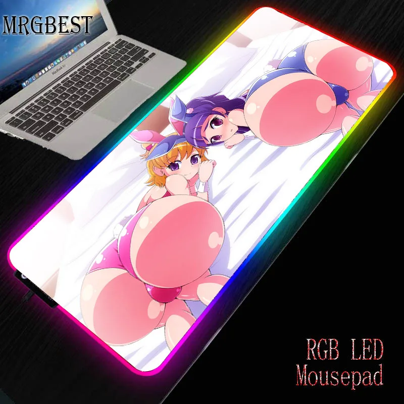 

MRGBEST Anime Temptation Pink Sexy Hip Girl Custom Large RGB Mouse Pad Lockedge Student Computer Desk Mat Rubber Non-slip Xl XXL