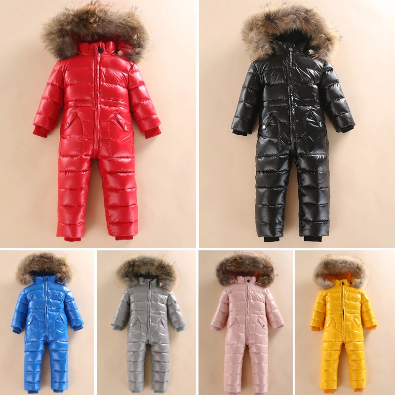 -30 Winter Warm Snowsuit 2019 Boy Baby Jacket Duck Down Jacket Outdoor Infant Clothes Girls Climbin