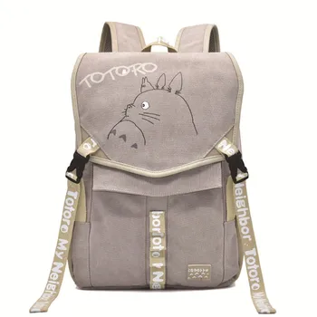 

My Neighbour Totoro Canvas Anime Printing Schoolbag Attack on Titan Backpack Naruto Men Travel Storage Shoulder Bags Laptop