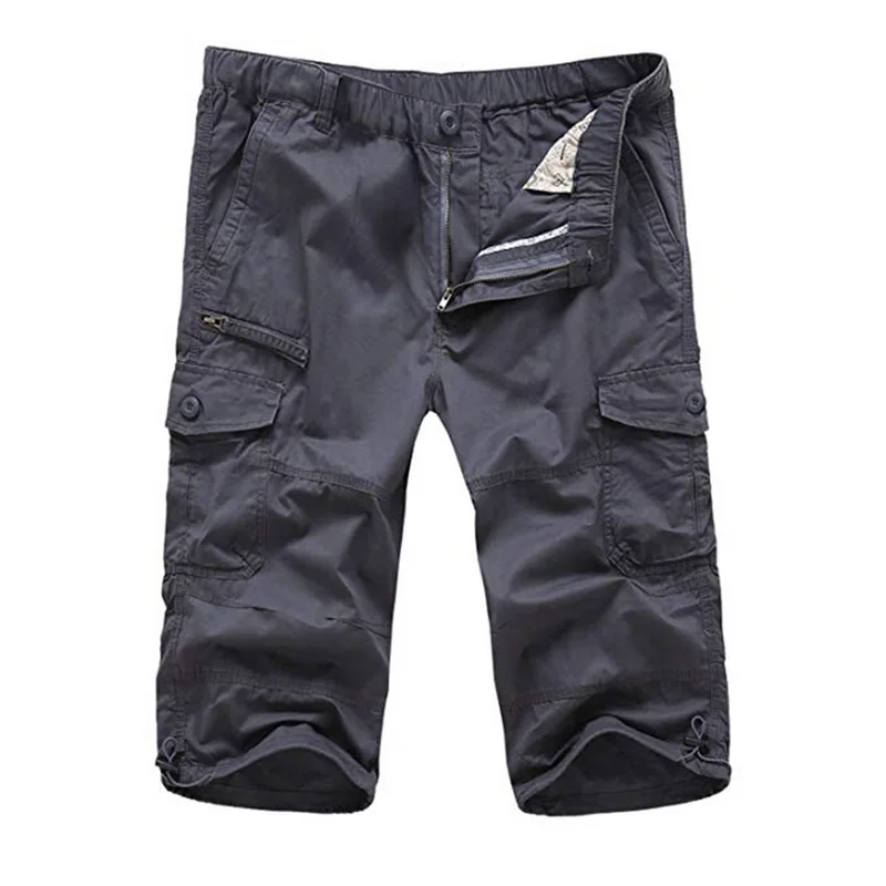 Классические брюки карго 3/4, мужские повседневные Спортивные укороченные военные брюки, винтажные Короткие Брюки с карманами, мужские тактические брюки