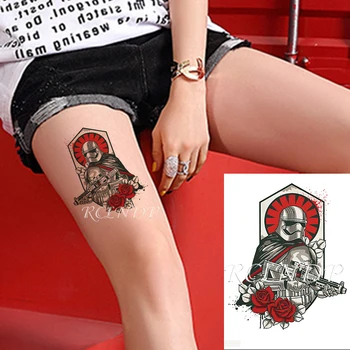 

Waterproof Temporary Tattoo Sticker star war Rose Armor Warrior with Gun Fake Tatto Flash Tatoo Hand Arm Art for Men Women