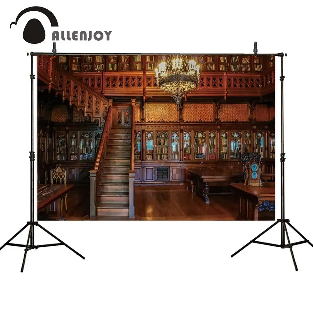Студийный фон для фотосъемки Allenjoy с изображением библиотеки книжной полки