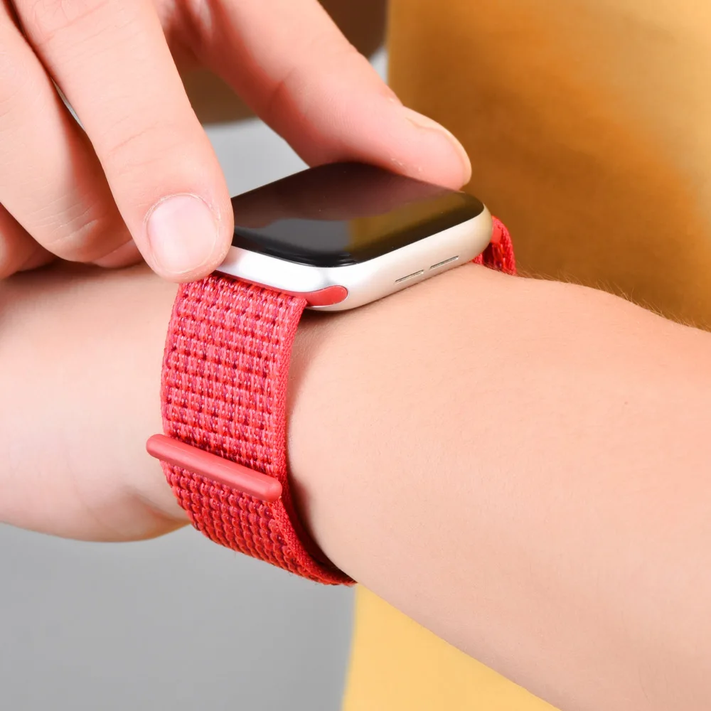 Спортивный Мягкий ремень, дышащий нейлоновый ремешок для apple Watch серии 5, 4, 321, серия 38 мм, 42 мм, 40 мм, 44 мм, наручные часы, аксессуары для стола - Цвет ремешка: Chinese red