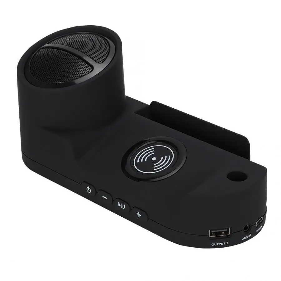 QI Беспроводное быстрое зарядное устройство Bluetooth/проводной Hi-Fi динамик стерео телефон внешний аккумулятор с держателем с амортизирующая прокладка для домашнего офиса