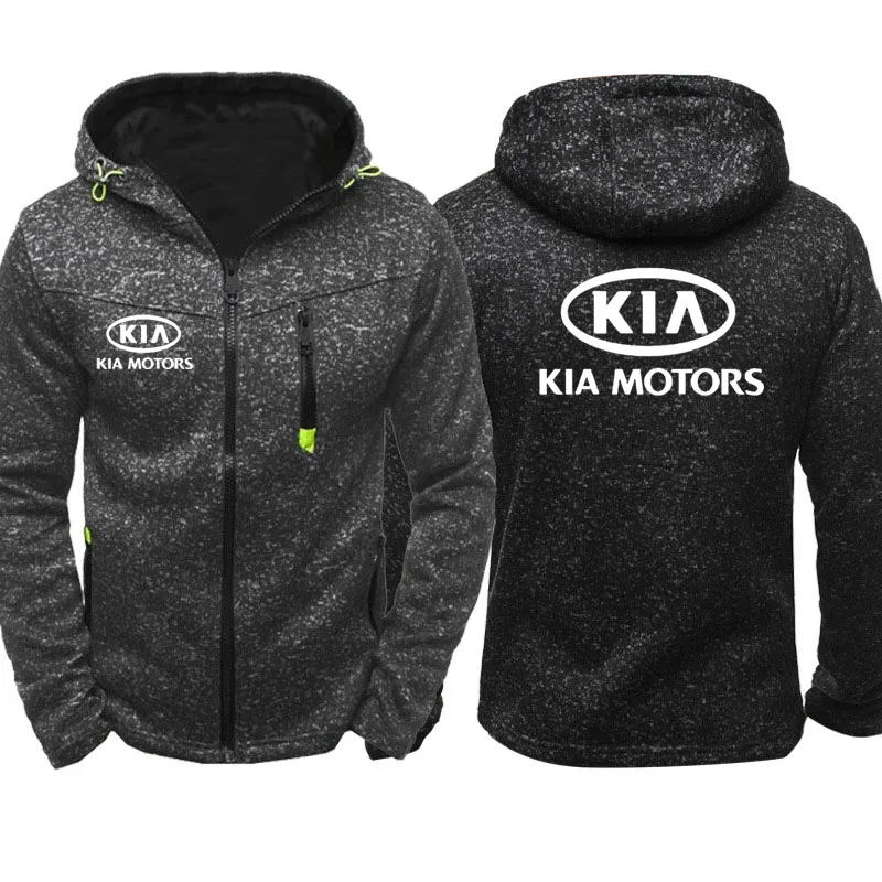 Мужские толстовки с капюшоном с логотипом KIA Car, повседневные толстовки с капюшоном в стиле хип-хоп Харадзюку с длинным рукавом, мужская куртка на молнии, мужская толстовка с капюшоном, одежда