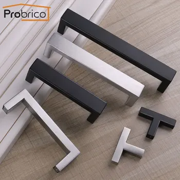 Probrico Black Cabinet handles Minimalist Kitchen Furniture Pulls Closet Drawer Long Handles Wardrobe Bedside Wine Locker Knobs