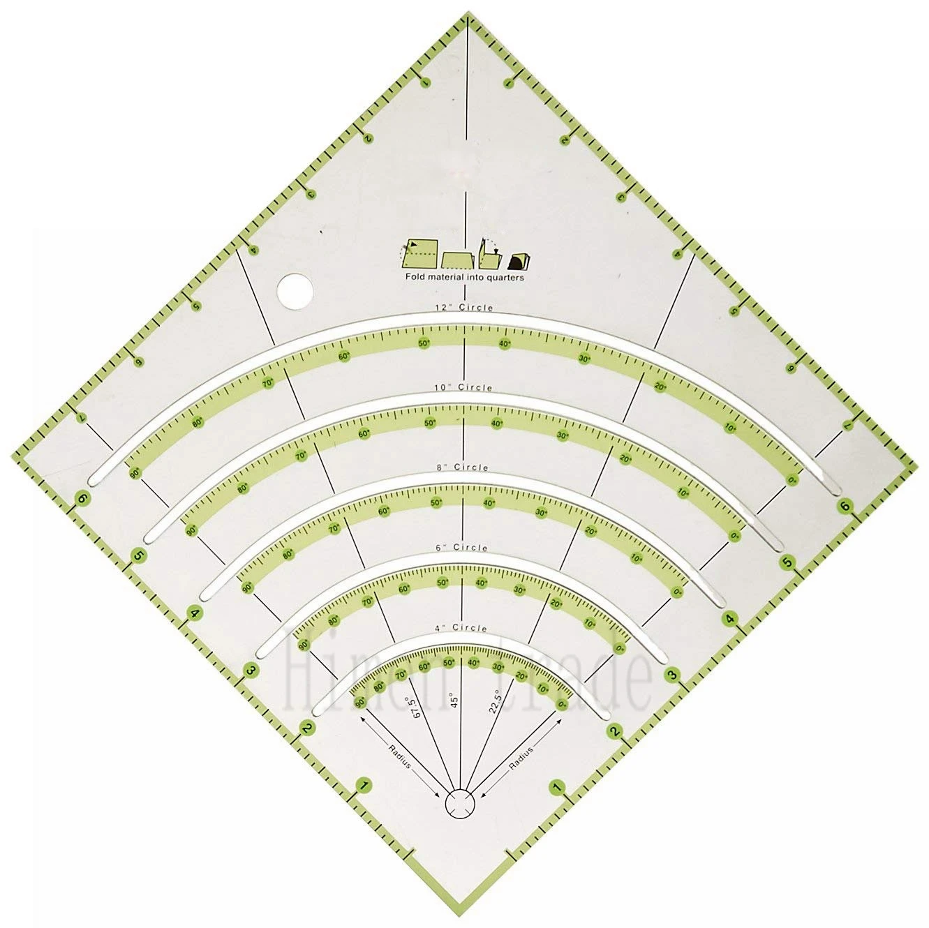 new ruler 8-Inch-by-8-Inch Non-Slip Circle Cutter 8&quotX8" fold material into quarters #KT-90 | Дом и сад