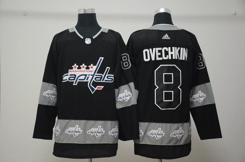 Топ A+++ Сшитый,, мужские футболки для взрослых, 8, Alex Ovechkin 77 TJ Oshie Jersey