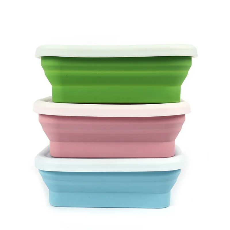 Silicone Lunch Box Portable Bowl Colorful Folding Food Container Lunchbox 9371ztou