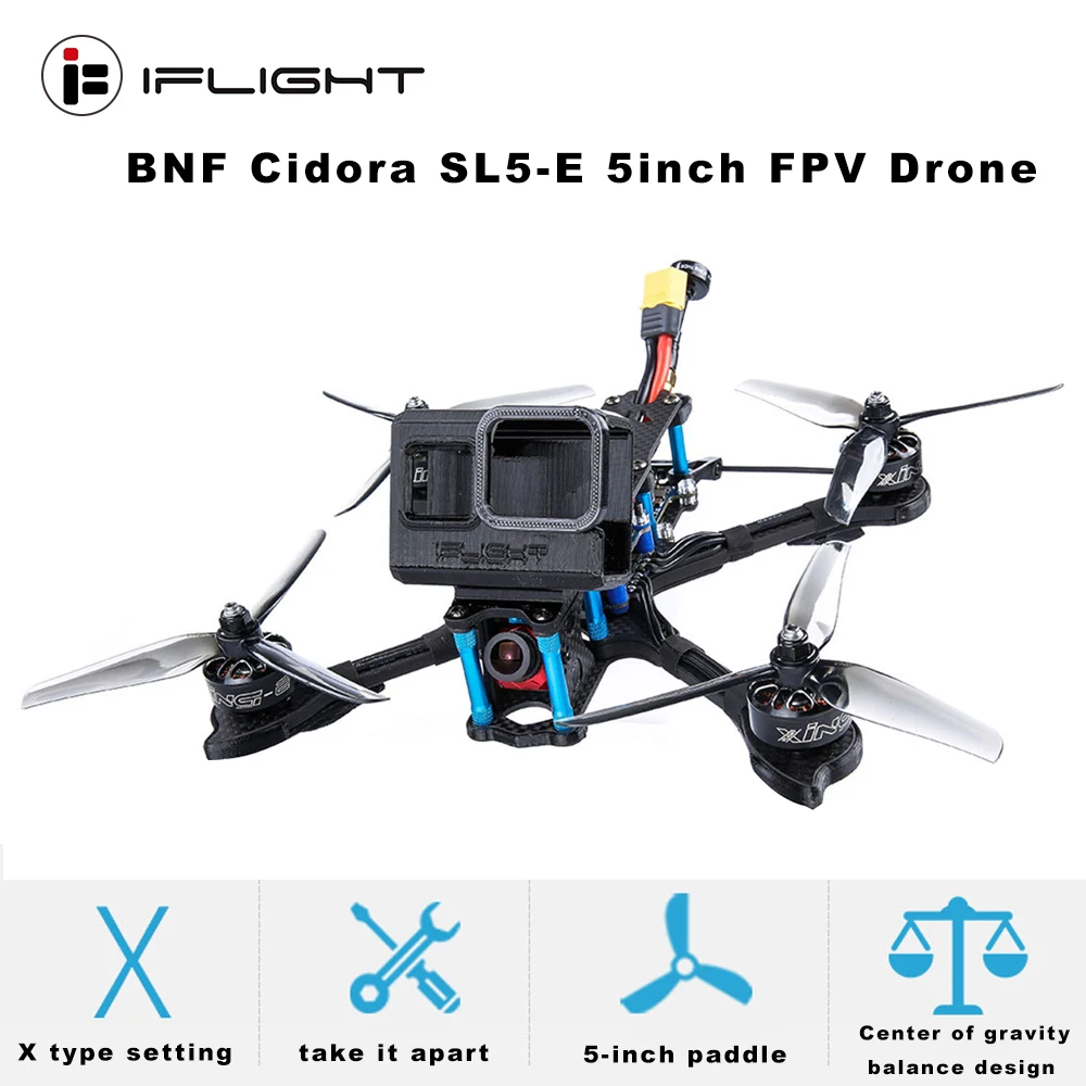 IFlight Cidora SL5-E 215 мм 5 дюймов FPV Дрон BNF с sucex-E F4 Летающая башня с 45А 4в1 ESC/XING-E 2207 мотор RC гоночный Дрон