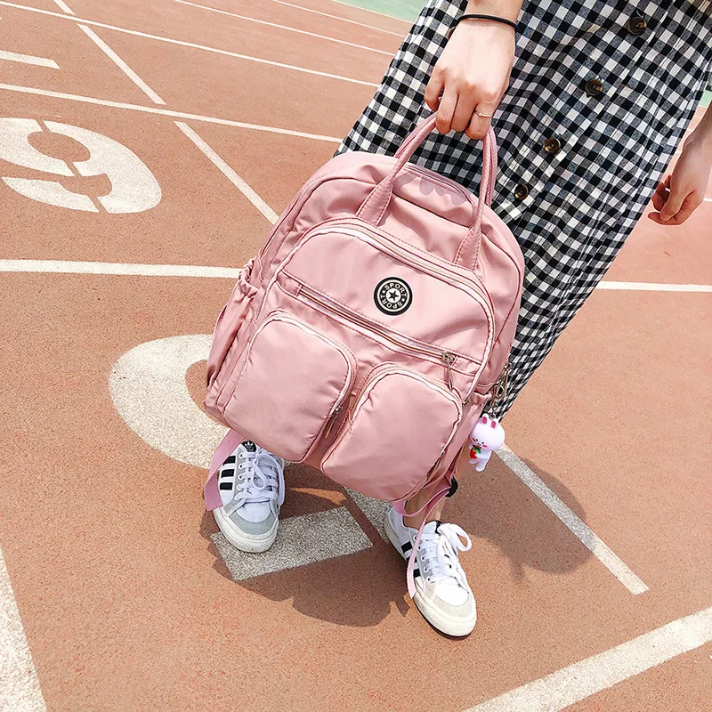 Девушки школьный портфель в Европе Harajuku кампус полиэстер сплошной цвет путешествия рюкзак Ins рюкзак женский