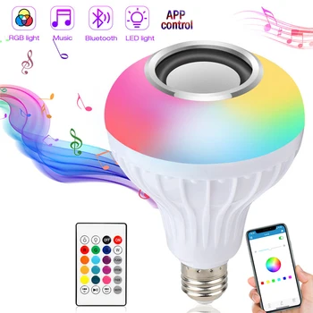 

Smart E27 RGB White Bluetooth Speaker Led Light Bulb Adjustable Music Light Wireless APP and Remote Control Led Light Xmas Gift