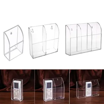 

1/2/3-grid Transparent Acrylic Remote Control Storage Box Hotel Hanging Wall Mount Rack Makeup Brush Stationery Media Organizer