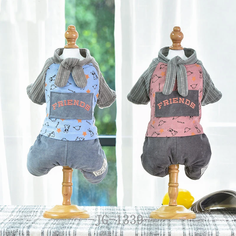 

2019 Autumn and Winter Four Legs Jumpsuits for Dogs Blue Pink Colors S-xxl Sizes for Choice Cotton Padded Clothing Dogs Products