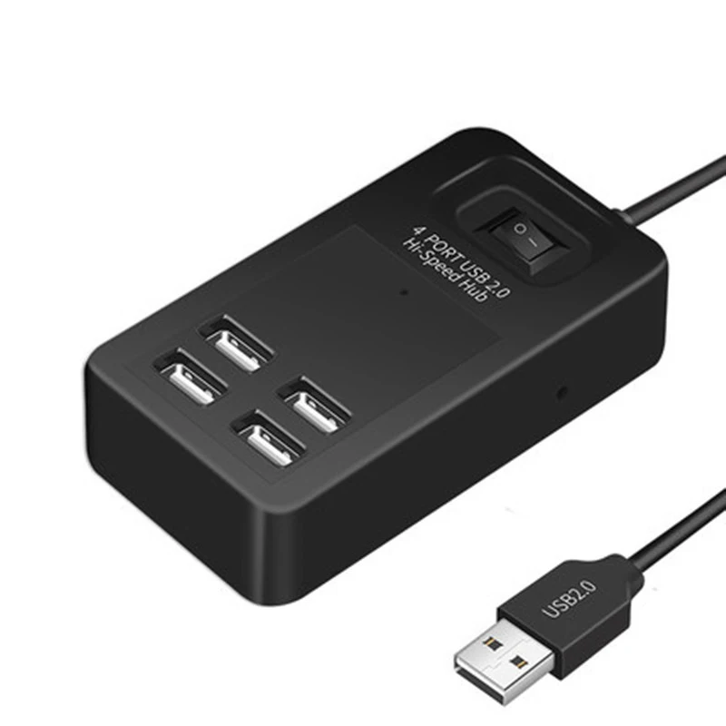 USB 2,0 концентратор Мини 4 порта Высокоскоростной USB HUB2.0 с переключателем портативный преобразователь адаптер концентратор для Macbook Air ноутбук ПК планшет