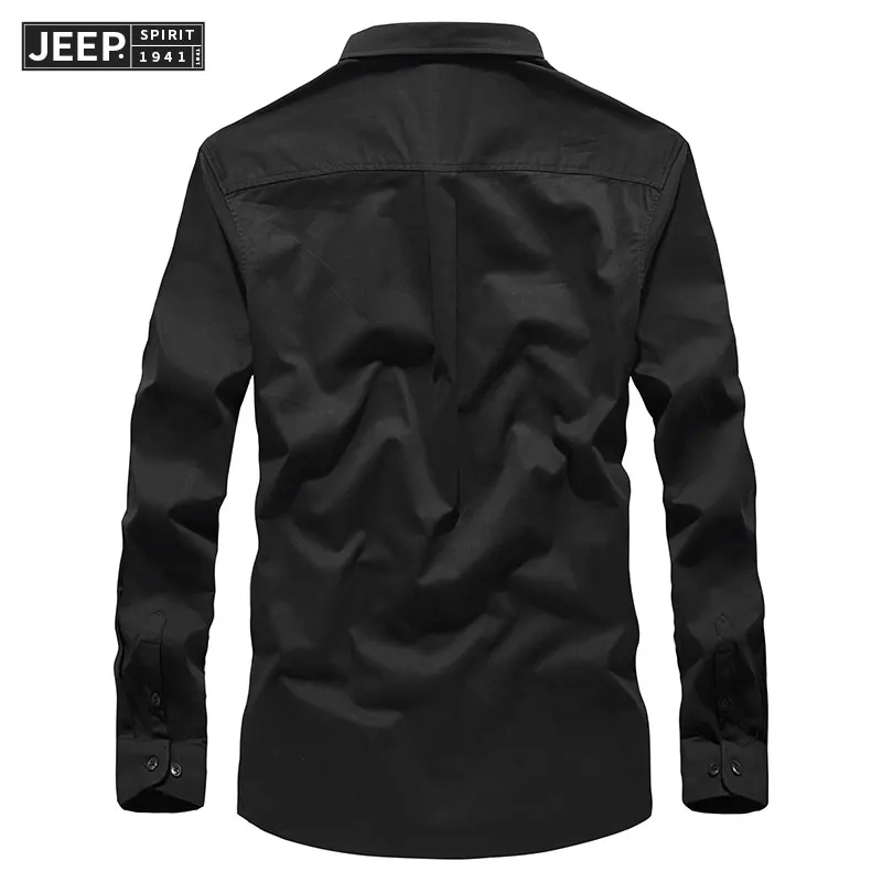 Прямая, осенняя удобная повседневная одежда JEEP, рубашки, мужские хлопковые рубашки, брюки в стиле милитари, блуза с длинными рукавами, мужская одежда