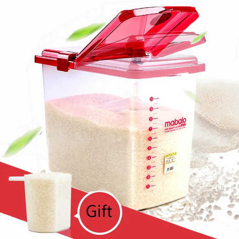 Бытовая емкость для риса большая хранения муки Влагонепроницаемая герметичная