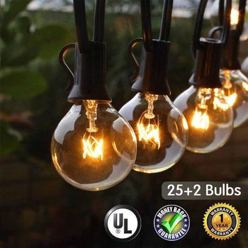 

25Ft led G40 Globe String Lights with Clear Bulbs Hanging Indoor/Outdoor String Lights for Tents Market Cafe garden Porch Party