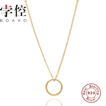

BOAKO Round Beanie 925 Sterling Silver Necklace Charms For Women 2020 Jewelry Initial Choker Necklace Collares Bijoux Collar