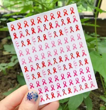 1pcs Nail Stickers World Breast Love Day Nail Art Decorations Sticker Pink Ribbon DIY Manicure Tool Nail Art Design Accesoires