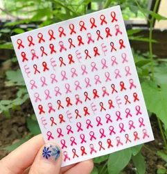 1pcs Nail Stickers World Breast Love Day Nail Art Decorations Sticker Pink Ribbon DIY Manicure Tool Nail Art Design Accesoires