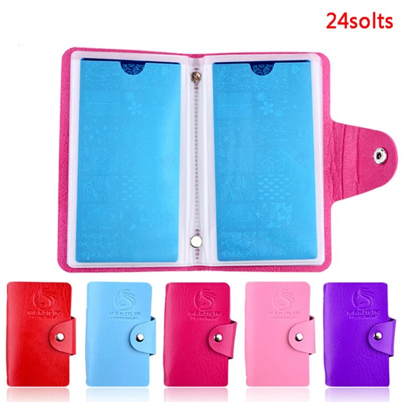 1pc 24 Slots Nail Art Stamp Plate Stamping Plates Holder Storage Bag Cases Stamp Bag Organizer 5 Colors Avaliable