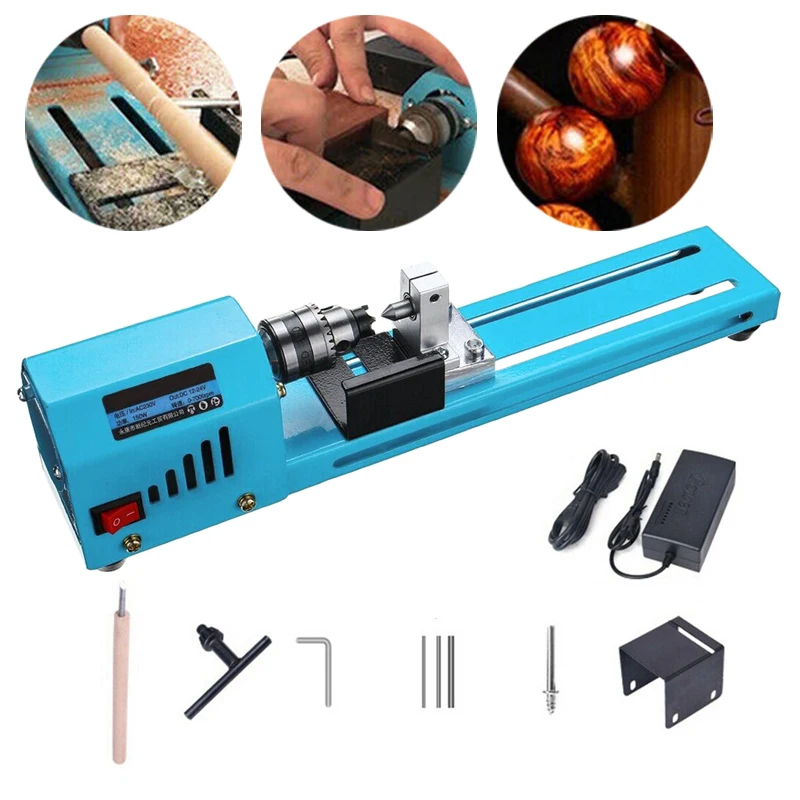 

150W DIY Mini Wood Lathe Bead Cutting Machine Polishing Woodworking Home Tools