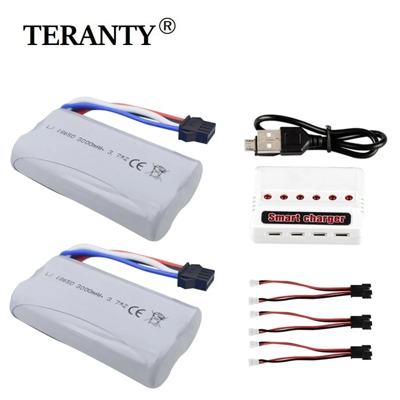 7.4v 3000mah 18650 LI-ION Battery and charger for Udi007 udi002 Udi001 HongXunJie HJ806 RC Boat Spare Parts | Игрушки и хобби