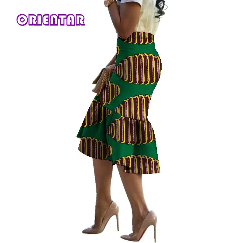 Летние африканские юбки с принтом для женщин Bazin Riche юбка Дашики хлопковая традиционная одежда в африканском стиле Женская юбка WY3065 - Цвет: 9