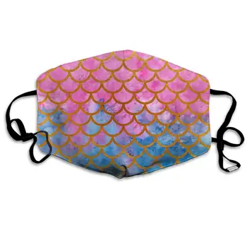 

Unisex Mouth Cover Mask with Adjustable Ear-Loops, Anti Dust Mouth Face Cover For Running Cycling Outdoor, Mermaid Watercolor