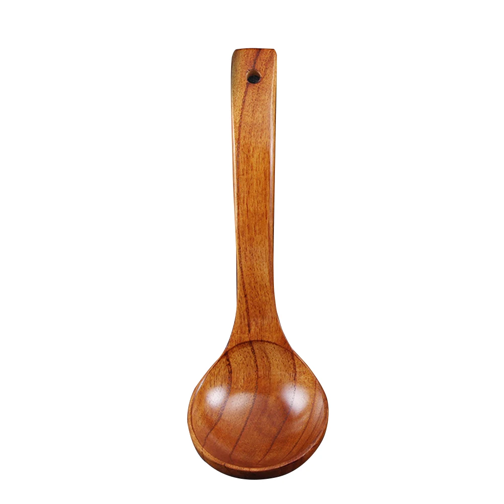 Long Handle Wooden Tablespoon Spoon Soup porridge Spoon Stirring Spoon Eco-Friendly Tableware Natural Kitchen Tool 3 Sizes