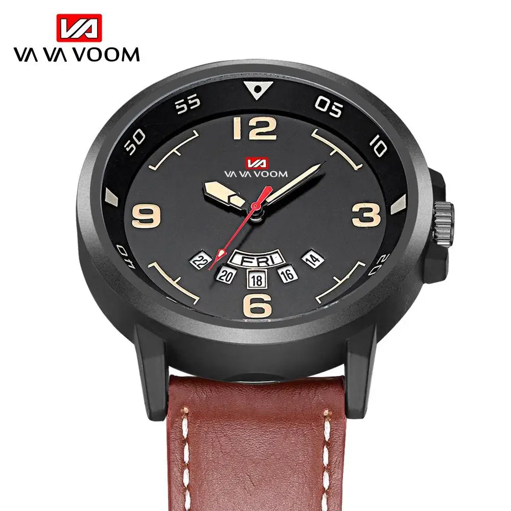 

2019 Top Luxury Brand Men Military Sports Watches Men's Quartz Date Week Clock Man Casual Leather Wrist Watch Relogio Masculino