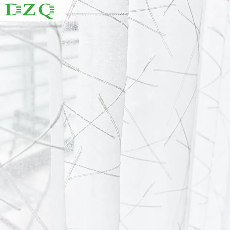 DZQ простые полосатые тюлевые шторы для гостиной спальни кухни современные