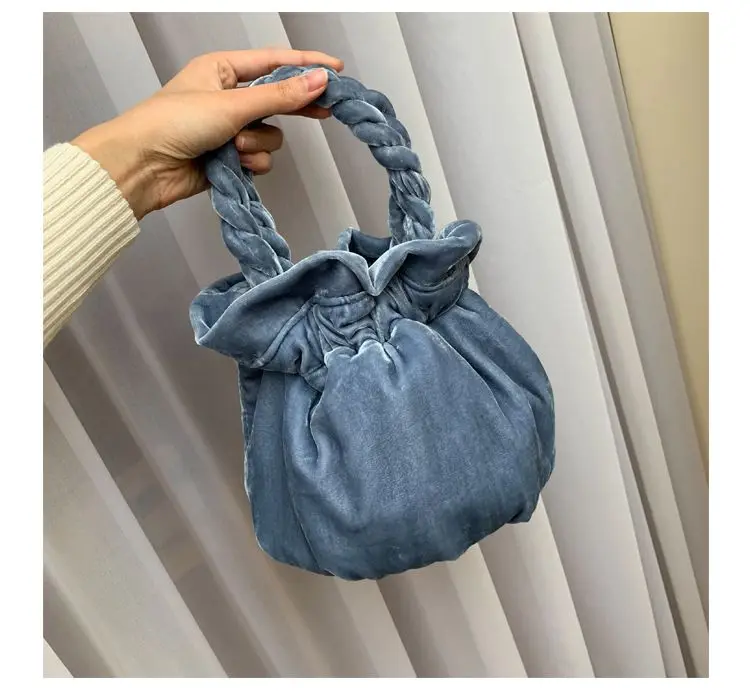 WOONAM ручной работы для женщин модные шелковые бархатные вечерние маленькие наручные сумка WB651 - Цвет: Greyish Blue