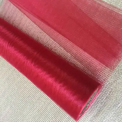 Dark Red 1/2 шт. 50 см* 50 м Свадебные пряжи рулон тюля кристально чистая Настольная дорожка из тюля прозрачная органза из газовой ткани рулон Свадебные украшения - Цвет: Dark Red