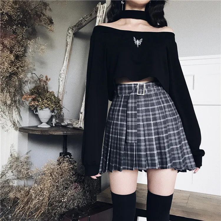 Ruibbit, новинка, весна-осень, консервативный стиль, Harajuku, повседневные плиссированные шорты, юбки, короткие, в стиле панк, для девушек, с высокой талией, Женская клетчатая мини-юбка