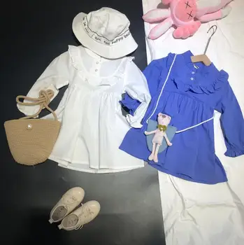 

2020 Korea Style Girls Ruffles Dress Spring Cotton Fashion Girls Dresses 3-8 Years PP751