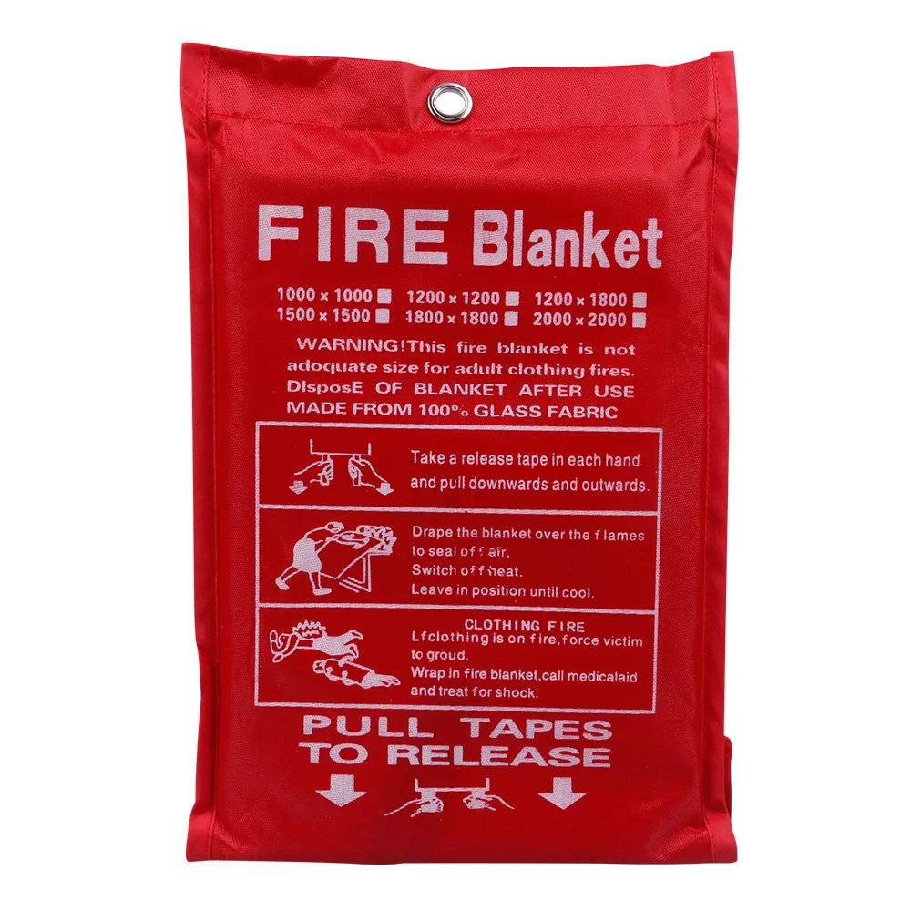 New Hot Sale 1M x 1M Fire Blanket Home Safety Fighting Fire Extinguishers Emergency Blanket Survival Fire Shelter Safety Cover smoke detector types