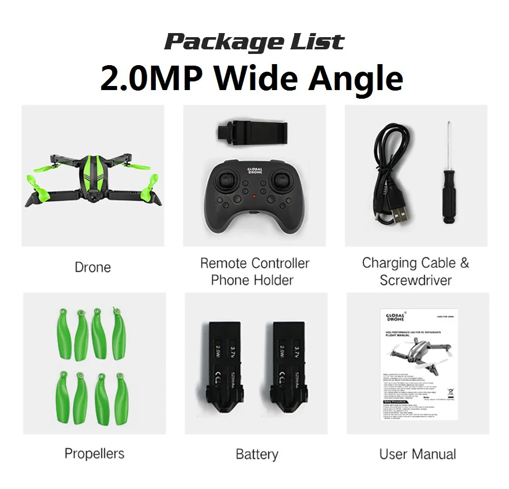 Global Drone GW68 мини-Дрон X Pro Дроны с камерой HD удержание высоты RC вертолет складной Квадрокоптер wifi FPV Дрон VS E58 - Цвет: 2.0MP WA GR 2B