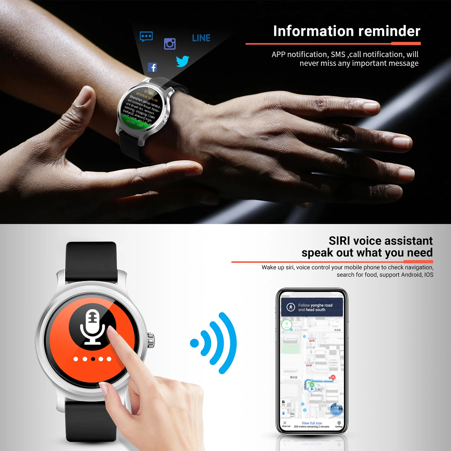 SMA-R2 Смарт-часы IP67, водонепроницаемые, для подсчета шагов, сна, сердечного ритма, фитнес-монитор, спортивные умные часы, круглые, с сенсорным экраном, умные часы