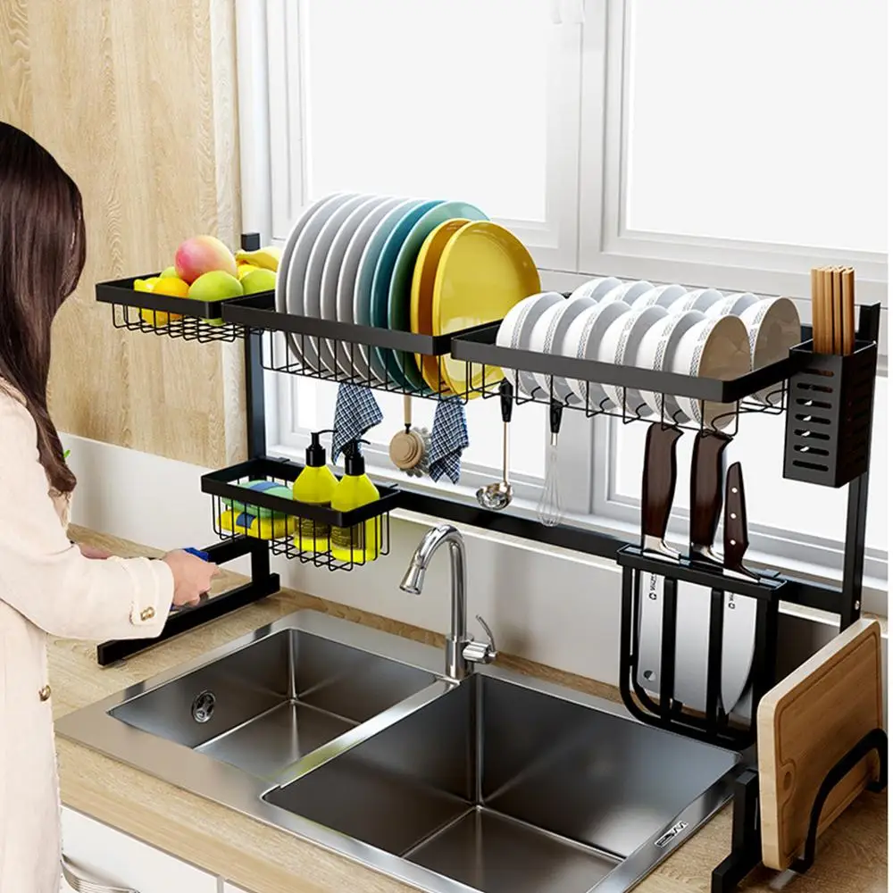 Kitchen Organizer Dish Rack Over Sink Utensils Cutlery Wash Holder Tableware Drainboard Kitchen Storage Dish Drainer Drying Rack