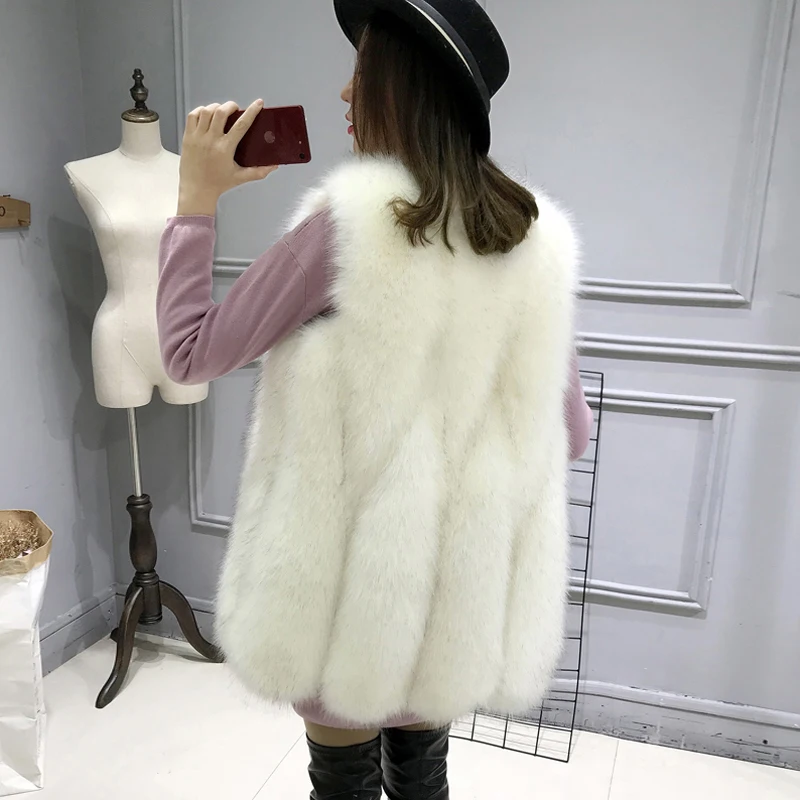 White black tip Женская одежда Зимняя верхняя одежда пальто новая зимняя мода плюшевый Норковый жилет 1019 - Цвет: White black tip