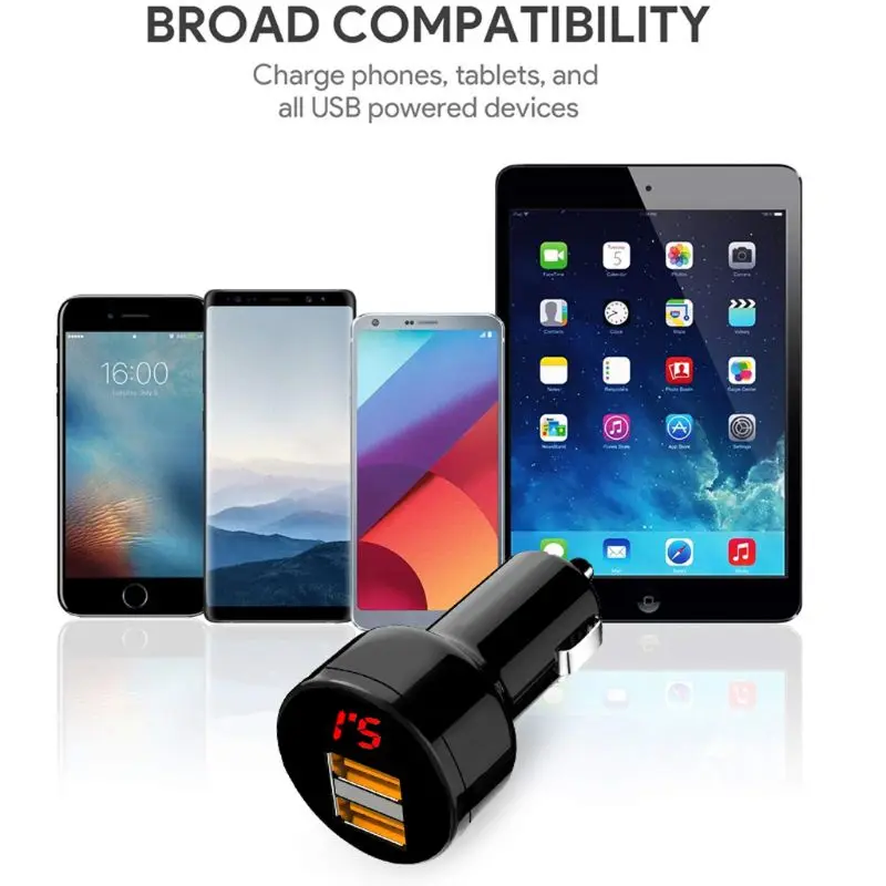 12V/24V двойной порт 3.1A USB Автомобильное зарядное устройство зажигалка цифровой