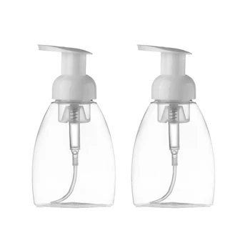 

2X Home Bath Supplies Liquid Soap Dispenser Clear Foaming Bottle Pump Container White 300 ML Liquid Soap Bottles