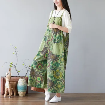 

Lady New Wide Leg Jumpsuit Women Personality Jumpsuit Summer 2020 Retro Rompers Womens Printed Denim Jumpsuit