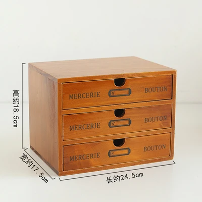 Ретро деревянный ящик для хранения офисный настольный шкаф для хранения мелочей отделочный ящик Тип Органайзер для косметики украшений - Цвет: 3